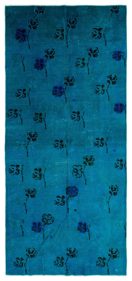 Atina Turquoise Vintage Wool Handmade Area Rug 3'11" x 8'7"