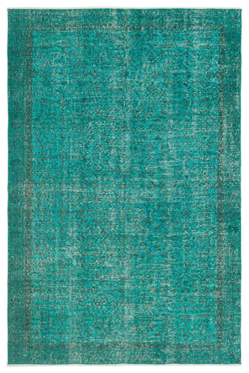 Atina Turquoise Vintage Wool Handmade Area Rug 5'7" x 7'10"