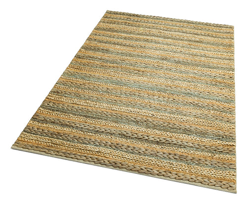 Handmade Jute Rug – Beige Striped Natural Jute Carpet with Soft Texture