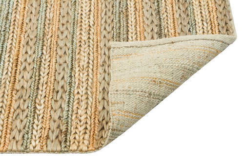 Handmade Jute Rug – Beige Striped Natural Jute Carpet with Soft Texture
