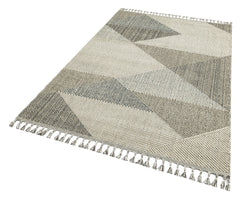 Grey Jute Area Rug – Machine Made Geometric Rug with Soft Texture Carpet