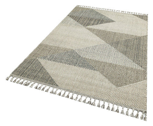 Grey Jute Area Rug – Machine Made Geometric Rug with Soft Texture Carpet