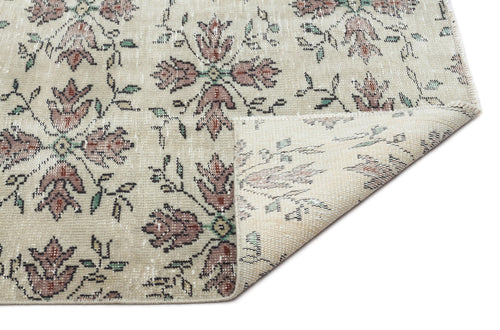 Atina Beige Vintage Wool Handmade Area Rug 4'10" x 8'8"