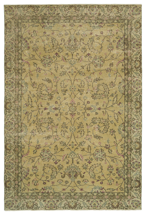 Atina Beige Vintage Wool Handmade Area Rug 5'7" x 9'9"