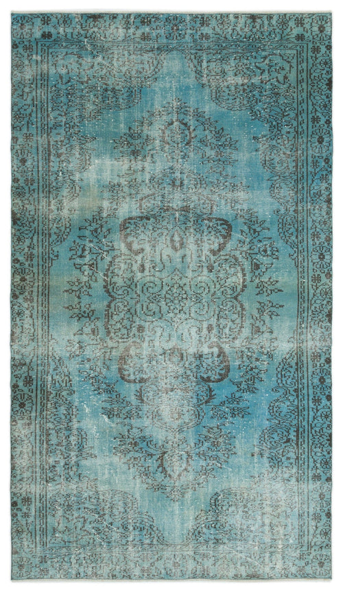 Atina Turquoise Vintage Wool Handmade Area Rug 5'3" x 9'4"