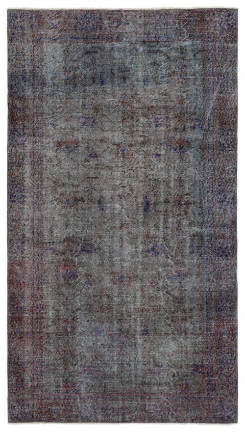 Atina Grey Vintage Wool Handmade Area Rug 5'3" x 9'5"
