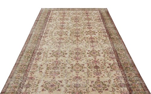 Atina Beige Vintage Wool Handmade Area Rug 5'9" x 9'7"
