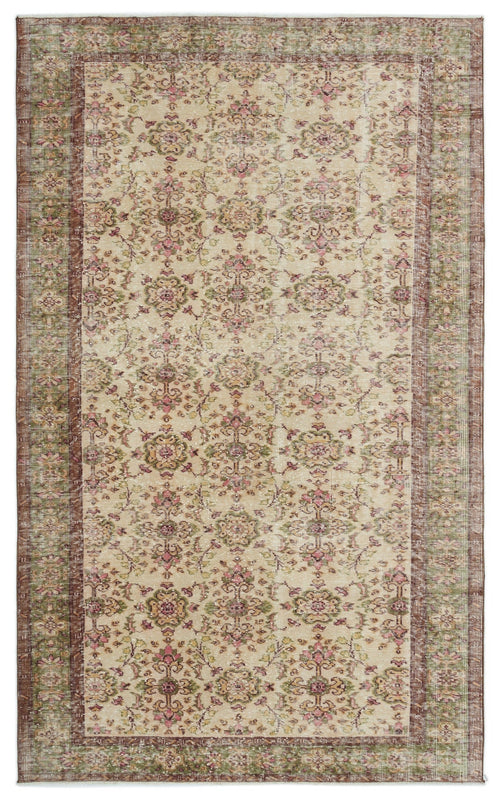 Atina Beige Vintage Wool Handmade Area Rug 5'9" x 9'7"