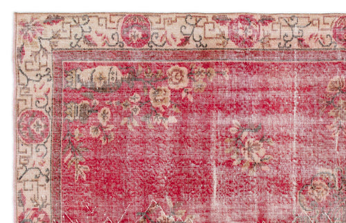 Atina Red Frame Wool Handmade Area Rug 5'3" x 9'1"