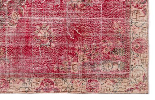 Atina Red Frame Wool Handmade Area Rug 5'3" x 9'1"