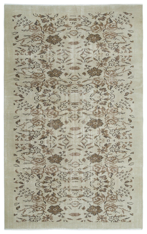 Atina Beige Vintage Wool Handmade Area Rug 5'10" x 8'11"
