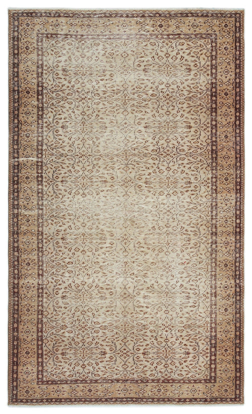 Atina Brown Vintage Wool Handmade Area Rug 5'3" x 8'7"