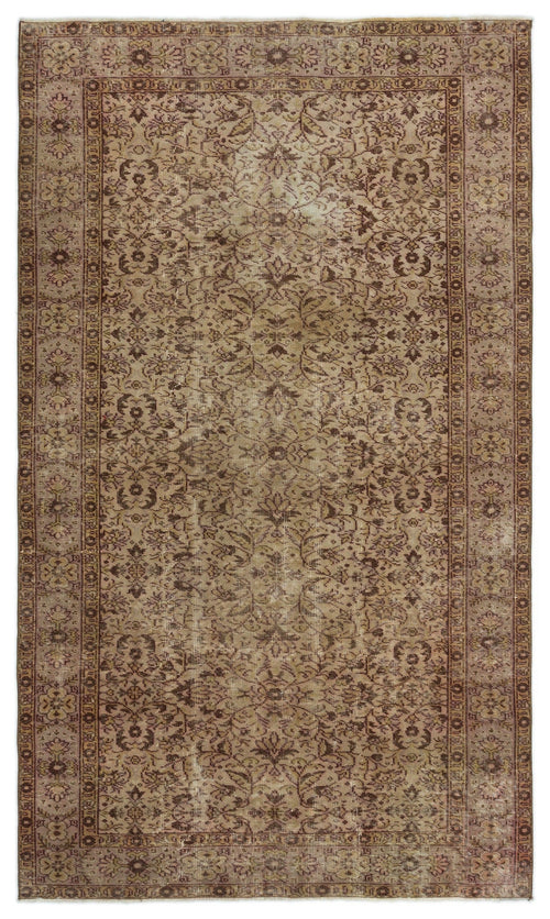 Atina Brown Vintage Wool Handmade Area Rug 4'5" x 10'0"