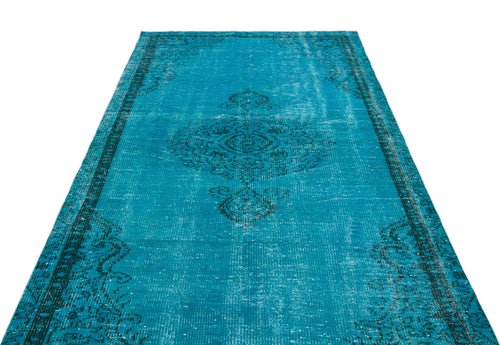 Atina Turquoise Vintage Wool Handmade Area Rug 4'10" x 8'6"