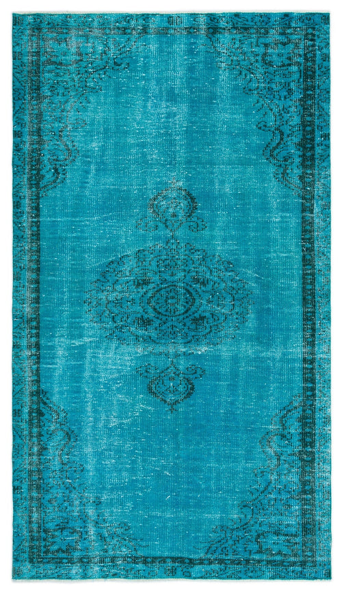 Atina Turquoise Vintage Wool Handmade Area Rug 4'10" x 8'6"