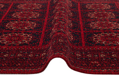 Afghan Washable Carpet - Red Non Slip Rug with Antibacterial Patterned Pile