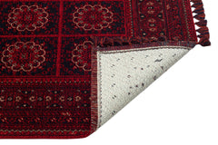 Afghan Washable Carpet - Red Non Slip Rug with Antibacterial Patterned Pile
