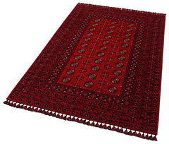 Afghan Washable Rug - Red Non Slip Rug | Fine Woven Dustproof Carpet