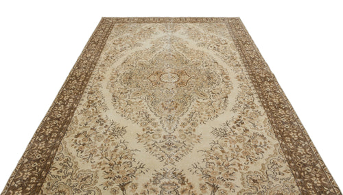 Atina Beige Vintage Wool Handmade Area Rug 6'8" x 10'6"