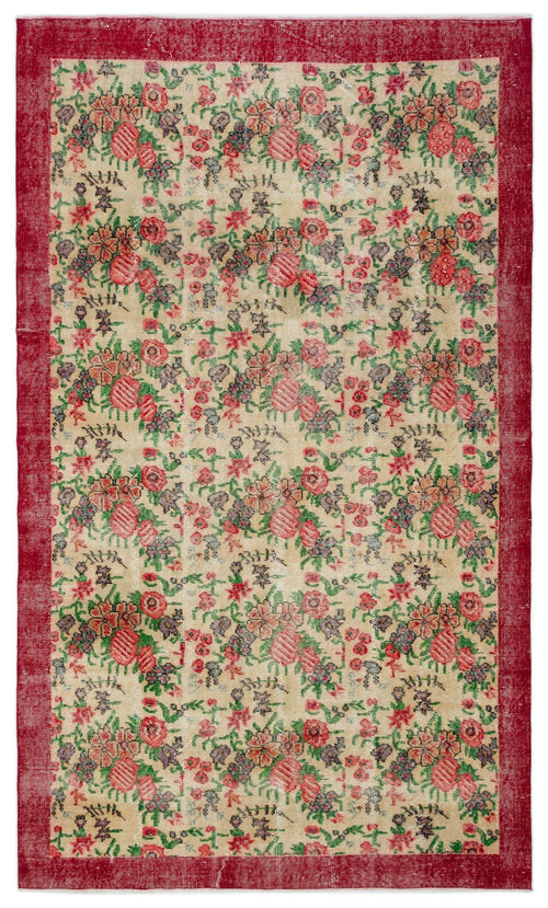 Atina Cream Vintage Wool Handmade Area Rug 5'8" x 9'3"