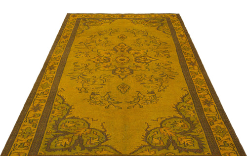 Atina Yellow Vintage Wool Handmade Area Rug 5'4" x 8'9"