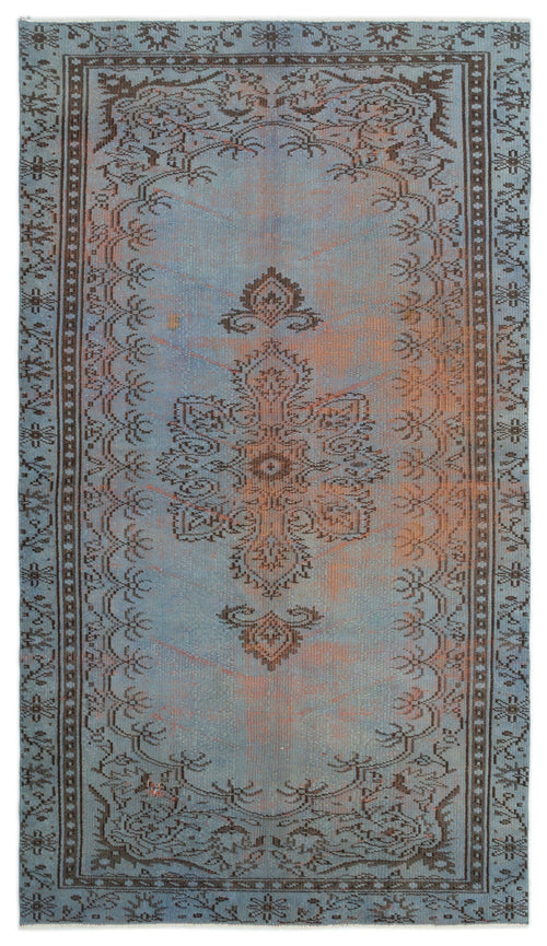 Atina Blue Vintage Wool Handmade Area Rug 4'9" x 8'4"