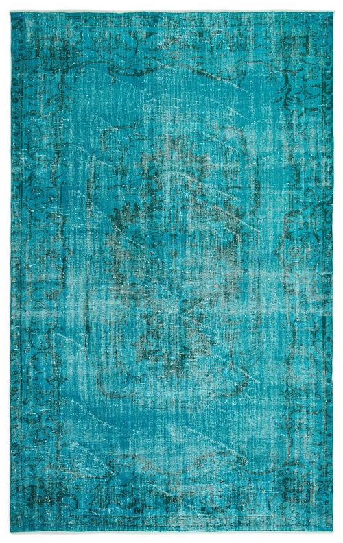 Atina Turquoise Vintage Wool Handmade Area Rug 5'7" x 10'2"