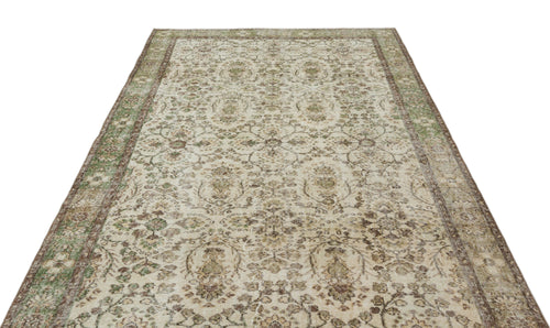 Atina Beige Vintage Wool Handmade Area Rug 5'10" x 9'3"