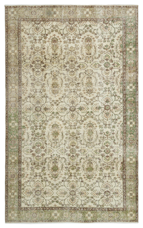Atina Beige Vintage Wool Handmade Area Rug 5'10" x 9'3"