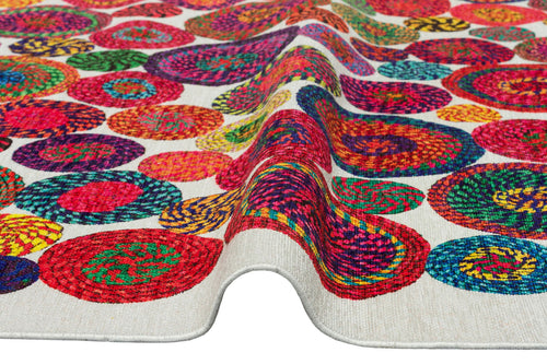 Washable Area Rug - Larvik White Geometric Washable Non Slip Flatweave Carpet