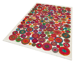 Washable Area Rug - Larvik White Geometric Washable Non Slip Flatweave Carpet