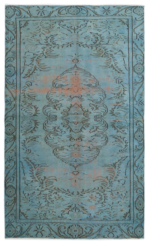Atina Blue Vintage Wool Handmade Area Rug 5'4" x 9'8"