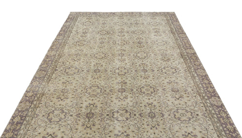 Atina Beige Vintage Wool Handmade Area Rug 6'3" x 9'9"