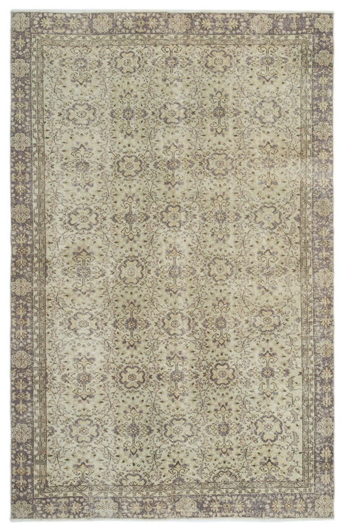 Atina Beige Vintage Wool Handmade Area Rug 6'3" x 9'9"