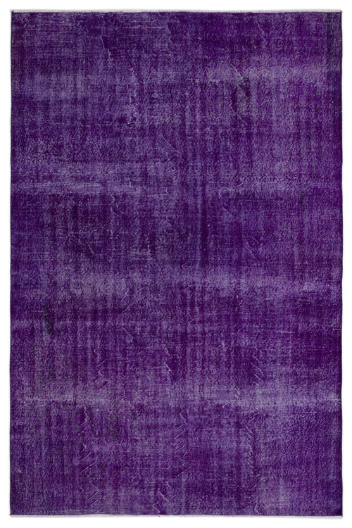 Atina Purple Vintage Wool Handmade Area Rug 6'8" x 9'11"