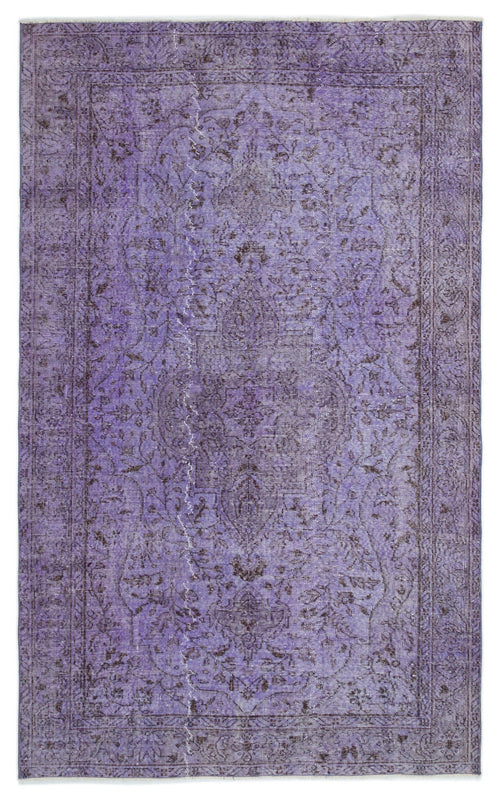 Atina Purple Vintage Wool Handmade Area Rug 5'5" x 8'9"