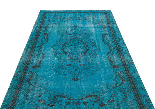 Atina Turquoise Vintage Wool Handmade Area Rug 4'10" x 8'2"