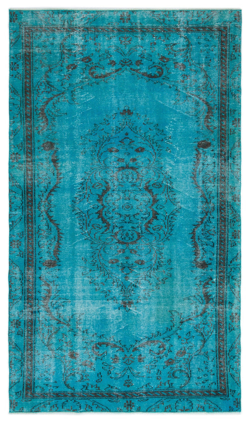 Atina Turquoise Vintage Wool Handmade Area Rug 4'10" x 8'2"