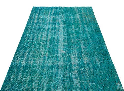 Atina Turquoise Vintage Wool Handmade Area Rug 4'2" x 7'10"