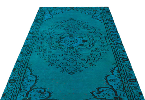Atina Turquoise Vintage Wool Handmade Area Rug 4'5" x 7'4"