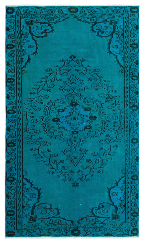 Atina Turquoise Vintage Wool Handmade Area Rug 4'5" x 7'4"