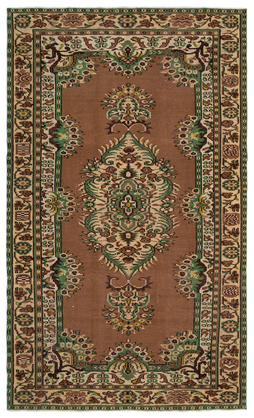 Atina Brown Vintage Wool Handmade Area Rug 5'11" x 9'6"