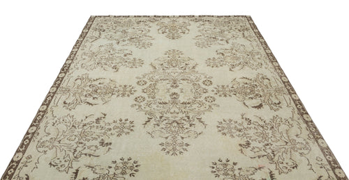 Atina Beige Vintage Wool Handmade Area Rug 6'11" x 10'6"