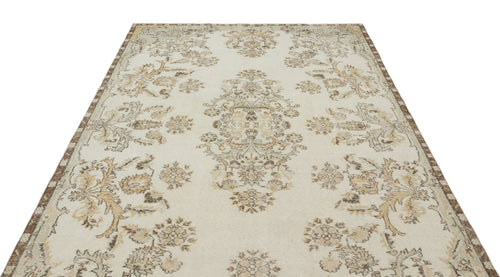 Atina Beige Vintage Wool Handmade Area Rug 6'4" x 9'10"