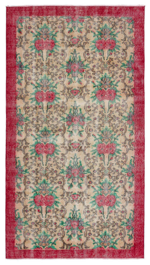 Atina Cream Vintage Wool Handmade Area Rug 3'8" x 6'7"