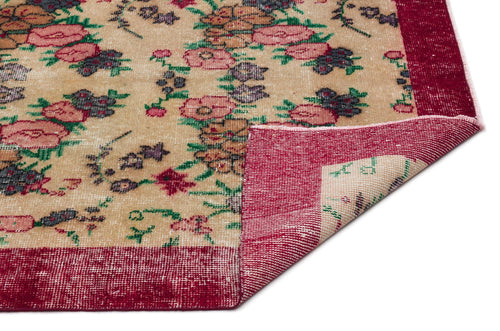 Atina Beige Vintage Wool Handmade Area Rug 3'7" x 6'4"