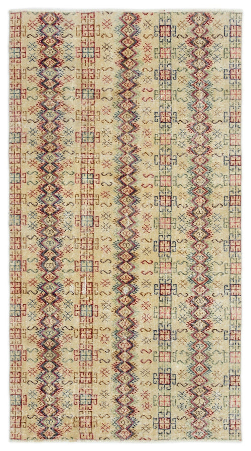 Atina Cream Vintage Wool Handmade Area Rug 3'5" x 6'5"