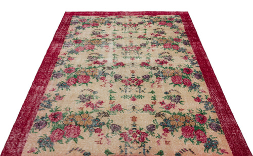 Atina Red Vintage Wool Handmade Area Rug 5'1" x 7'11"