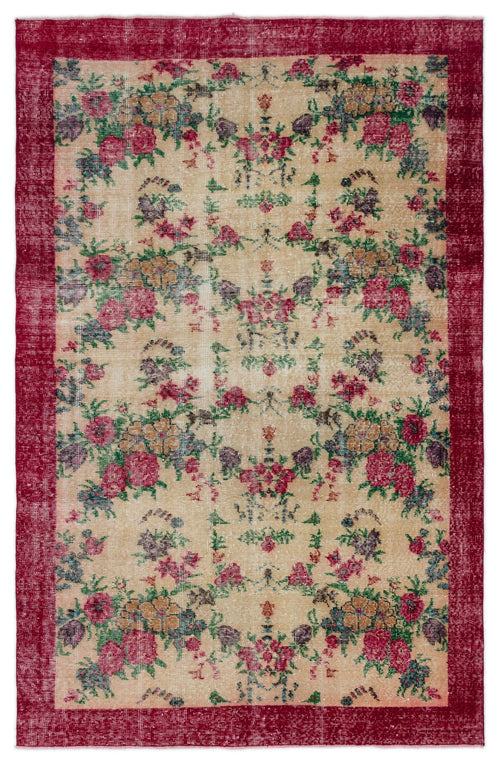 Atina Red Vintage Wool Handmade Area Rug 5'1" x 7'11"