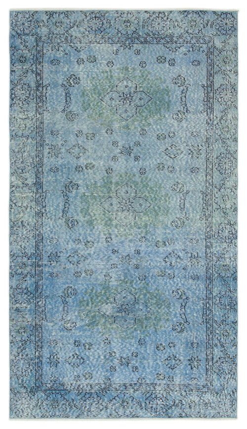 Atina Blue Vintage Wool Handmade Area Rug 4'2" x 7'6"